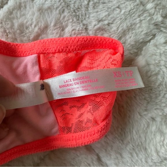 Victoria Secret PINK | Coral Lined Lace Bralette / Bandeau | Size Extra Small - Picture 12 of 15